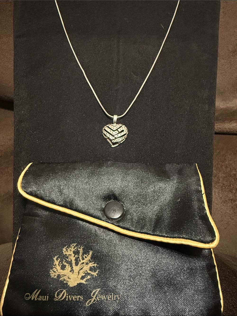 Sterling Silver Maui Divers Heart Pendant Necklace - 24 inch